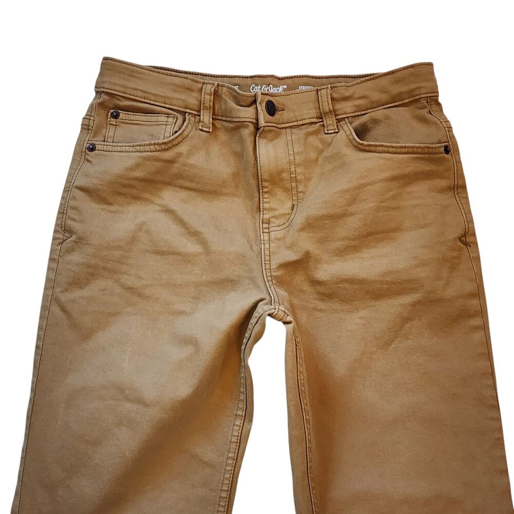 Cat & Jack Boys Straight Leg Jeans Size 14 Khaki Stretch Adjustable Waist - Picture 4 of 11